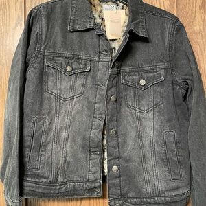 Mink Pink Faux fur lined faded black denim jacket